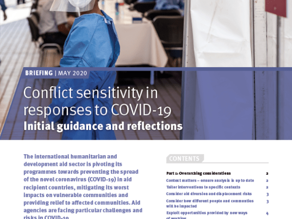 Conflict sensitivity in responses to COVID-19: Initial guidance and&nbsp;reflections