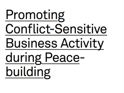Promoting Conflict-Sensitive Business Activity during&nbsp;Peace-building